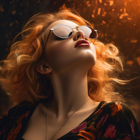 Beautiful girl model with glassesの素材