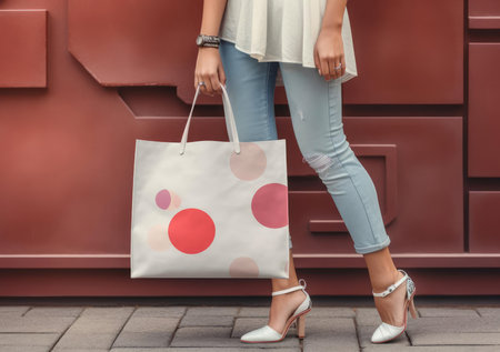 Girl with a bag, mock-upの素材