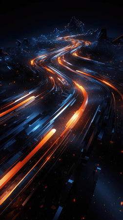 A tunnel of glowing traffic linesの素材