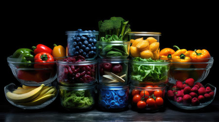 Plastic containers with vegetablesの素材