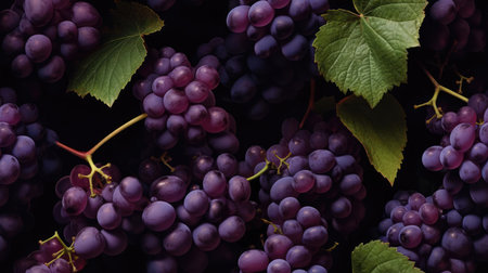 Grapes, berries and leavesの素材