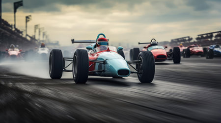 A sports car on the race trackの素材