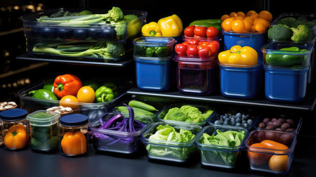 Plastic containers with vegetablesの素材