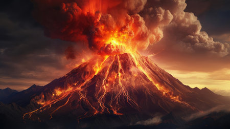 An erupting volcanoの素材
