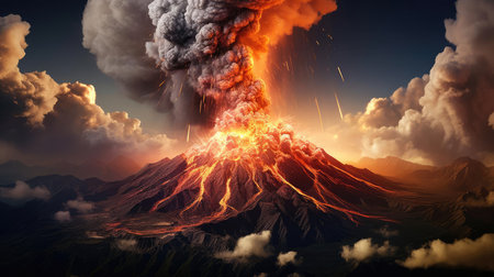 An erupting volcanoの素材