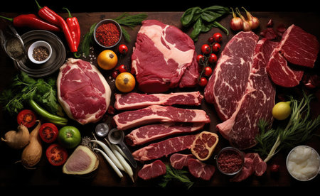 Chunks of fresh red meatの素材