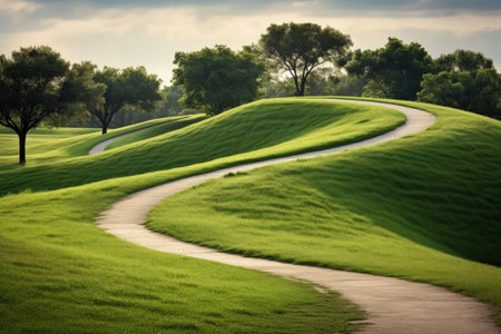 The road that goes through the green hillsの素材
