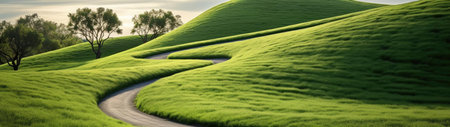 The road that goes through the green hillsの素材