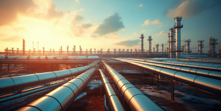 Beautiful industrial background with pipesの素材