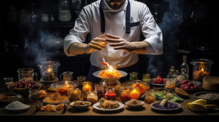 The chef prepares the dishの素材