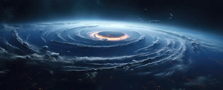 View from space to the cloudsの素材