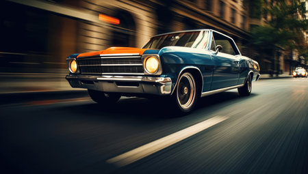 Muscle car rides around the cityの素材