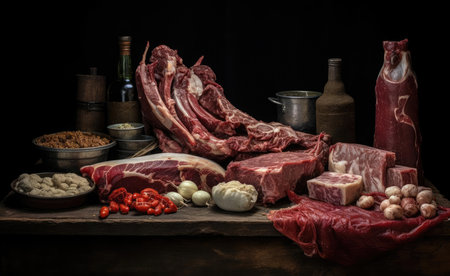 Chunks of fresh red meatの素材