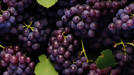 Grapes, berries and leavesの素材