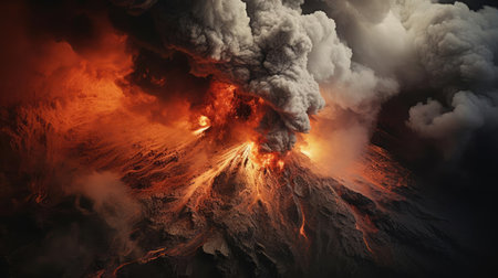 An erupting volcanoの素材