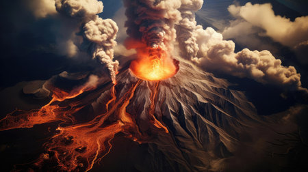 An erupting volcanoの素材