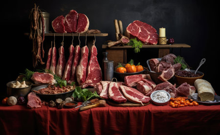 Chunks of fresh red meatの素材