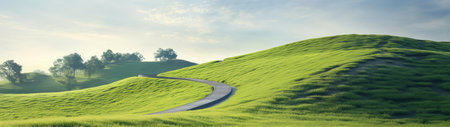 The road that goes through the green hillsの素材