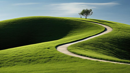 The road that goes through the green hillsの素材