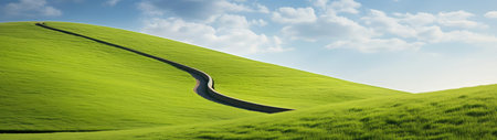 The road that goes through the green hillsの素材