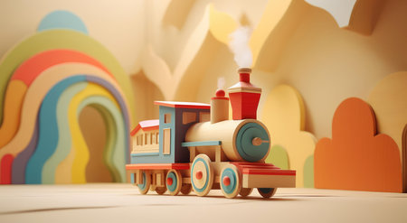 Wooden toy steam locomotiveの素材