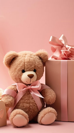 Soft teddy bear with gift boxの素材