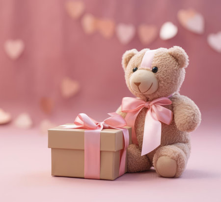 Soft teddy bear with gift boxの素材