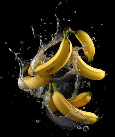 Bananas fall into the waterの素材