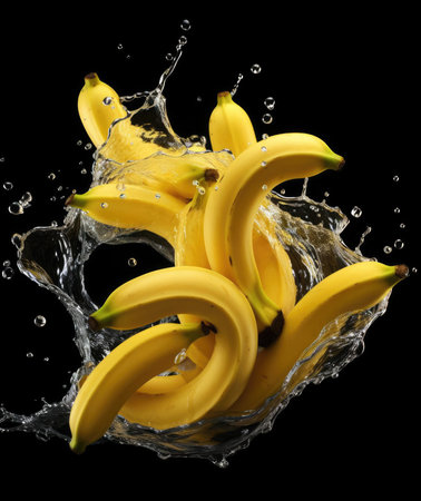 Bananas fall into the waterの素材