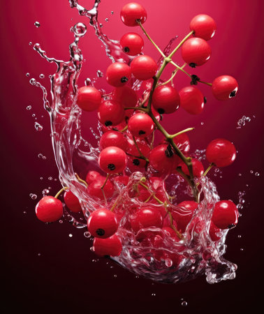 Cranberries fall into the waterの素材