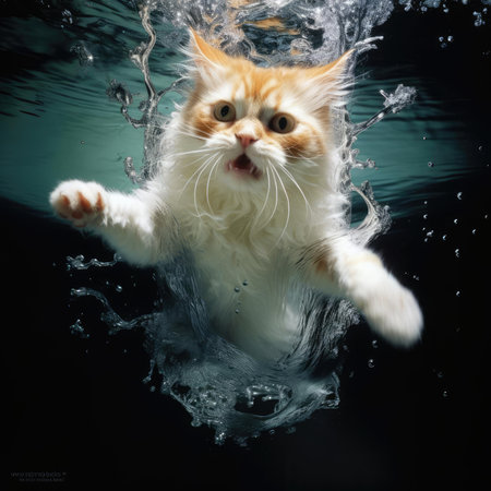 Cat falling into the water, splashの素材