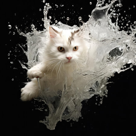 Cat falling into the water, splashの素材