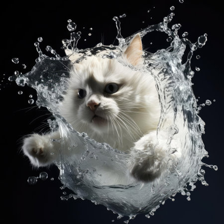 Cat falling into the water, splashの素材