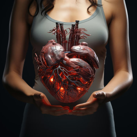 Man Holding Glowing Artificial Heartの素材