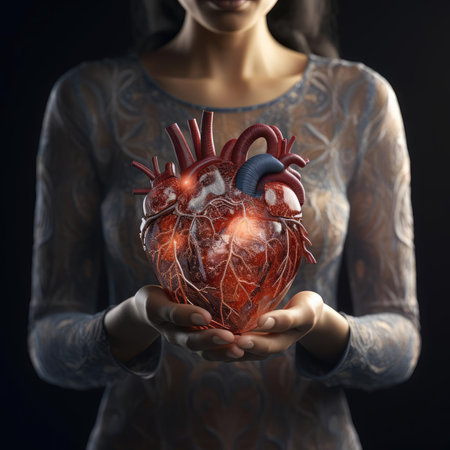 Man Holding Glowing Artificial Heartの素材