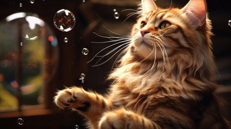Cat catching soap bubblesの素材
