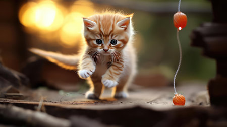 Fluffy kitten playingの素材