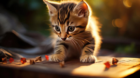 Fluffy kitten playingの素材
