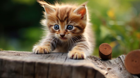 Fluffy kitten playingの素材