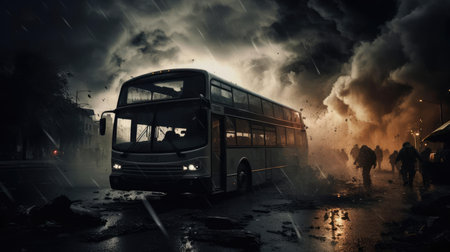The military storms the busの素材