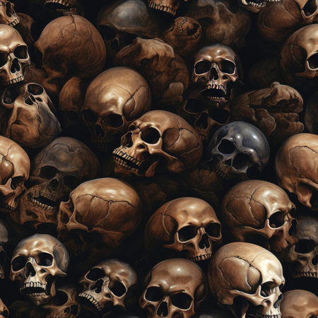 Lots of human skulls, seamlessの素材