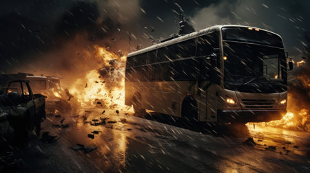 The military storms the busの素材