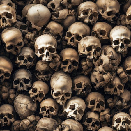 Lots of human skulls, seamlessの素材