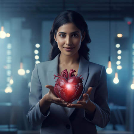 Man Holding Glowing Artificial Heartの素材