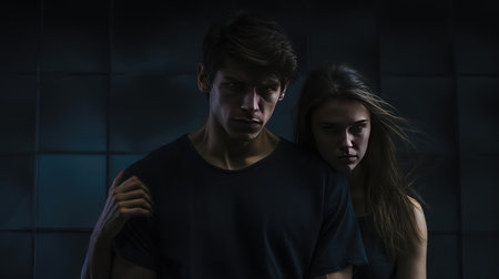 A man and a woman togetherの素材