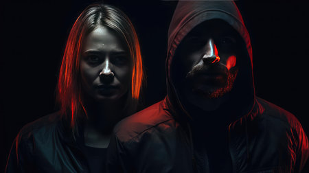 A man and a woman togetherの素材