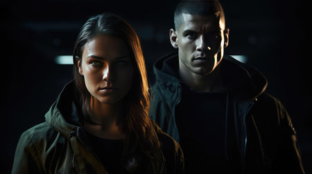 A man and a woman togetherの素材