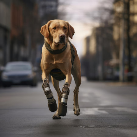 A dog with prosthetic legsの素材