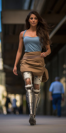 A woman with a modern prosthetic legの素材