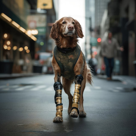 A dog with prosthetic legsの素材